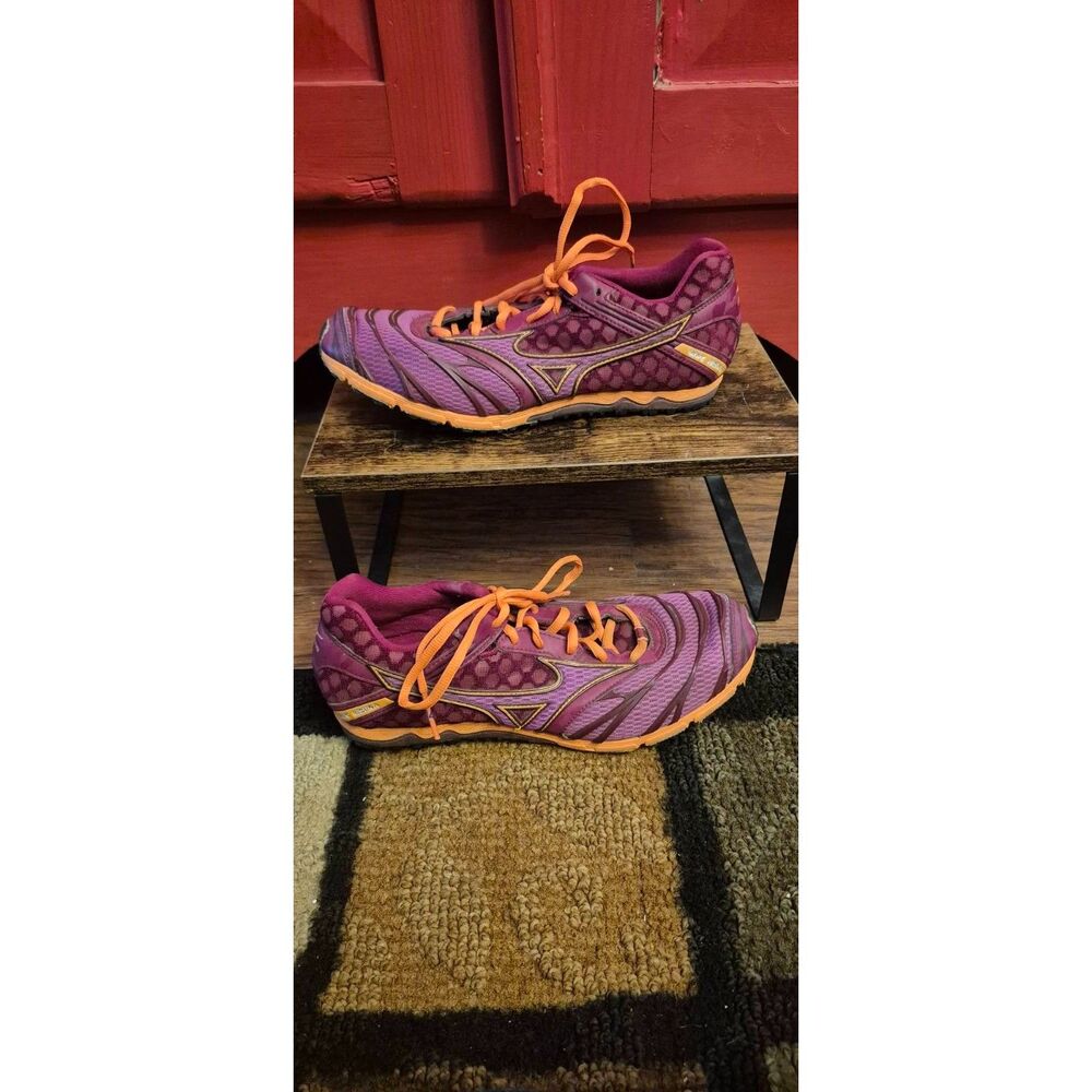 Mizuno Wave Kizuna Womens 9 Road Running Track Shoes Orange Purple Spikes EUC